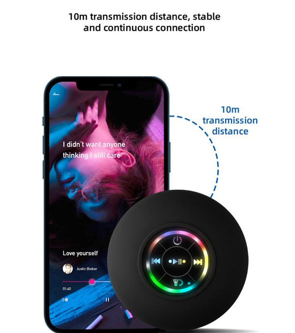 Large suction Cup waterproof Bluetooth speaker- LED light emitting waterproof bathroom Bluetooth speaker- portable Bluetooth Speaker