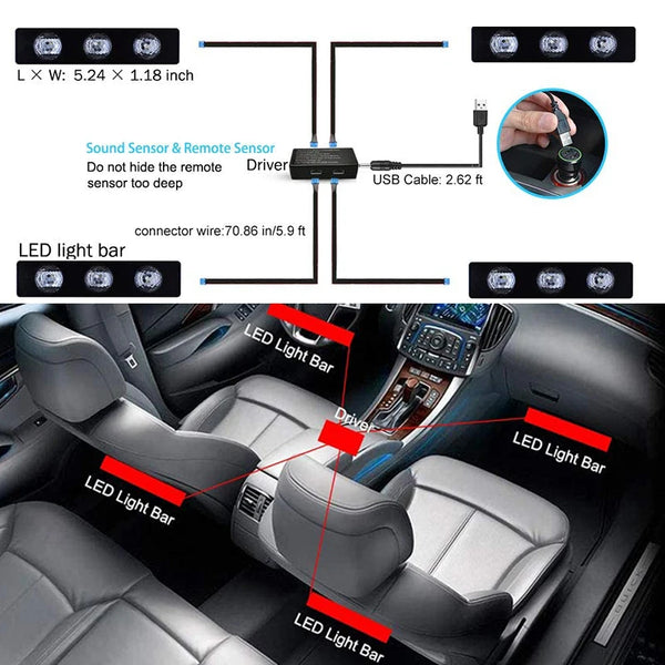 Car Interior Atmosphere Floor Mate  with USB RGB LED Starlight