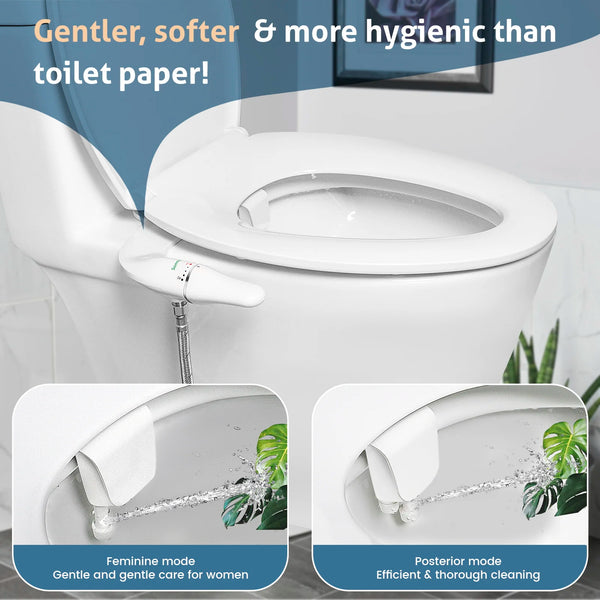 Ultra Slim Bidet Attachment for Toilet Seat - Dual Nozzle, Adjustable Water Pressure, Non-Electric Ass Sprayer